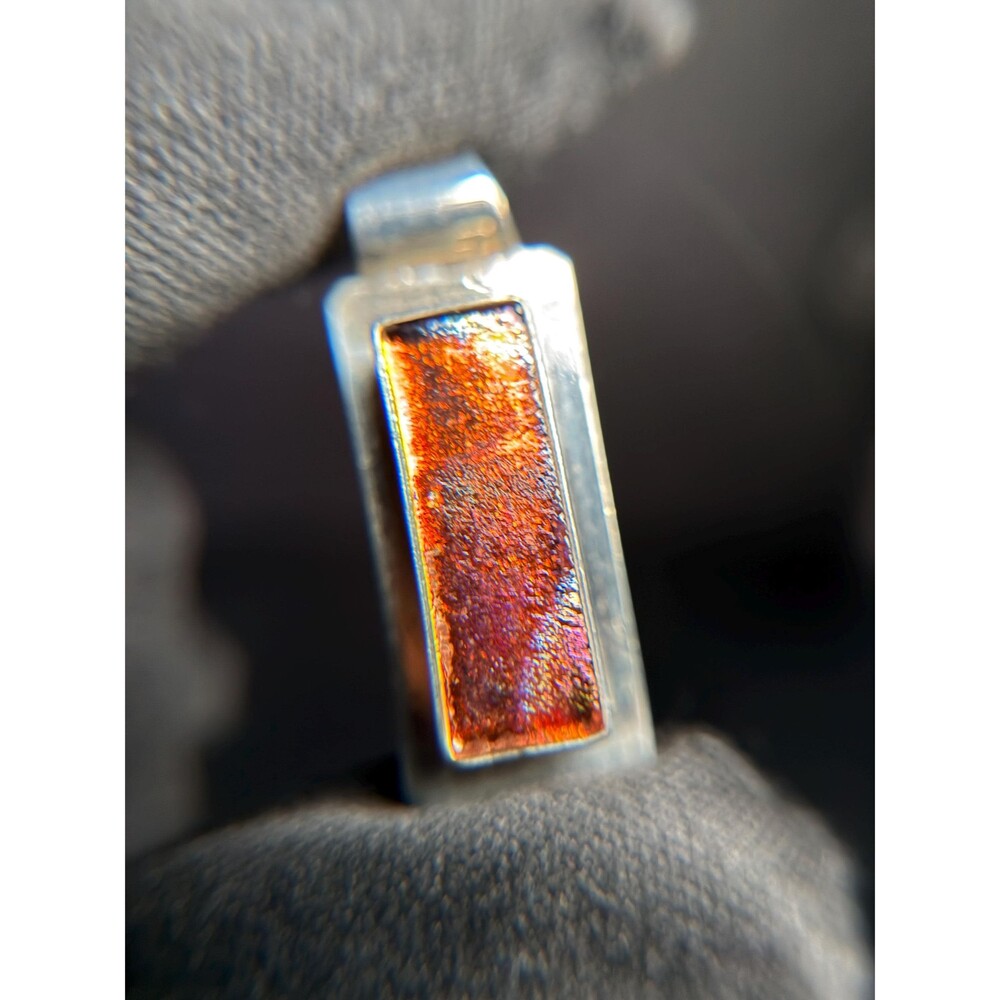 Art Glass Pendant Sterling Silver Modern Red Glass Jewelry